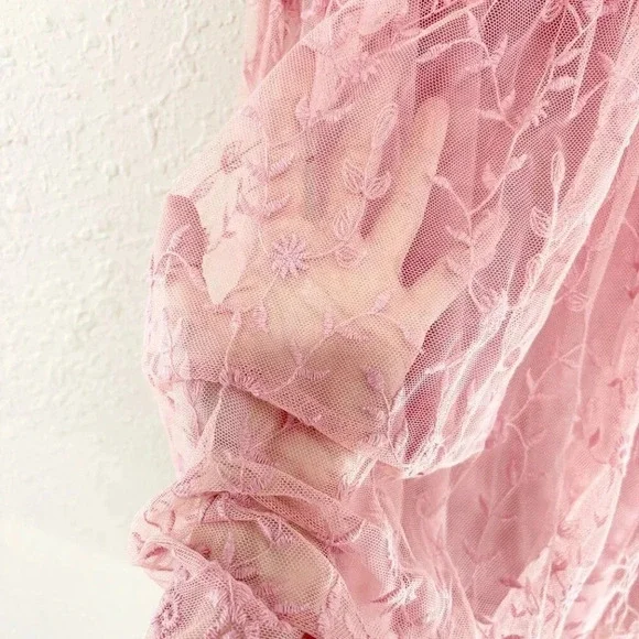 Sundance Pink Lace Sleeveless Boho Feminine Midi Dress Women's Size 12 - Picture 6 of 8